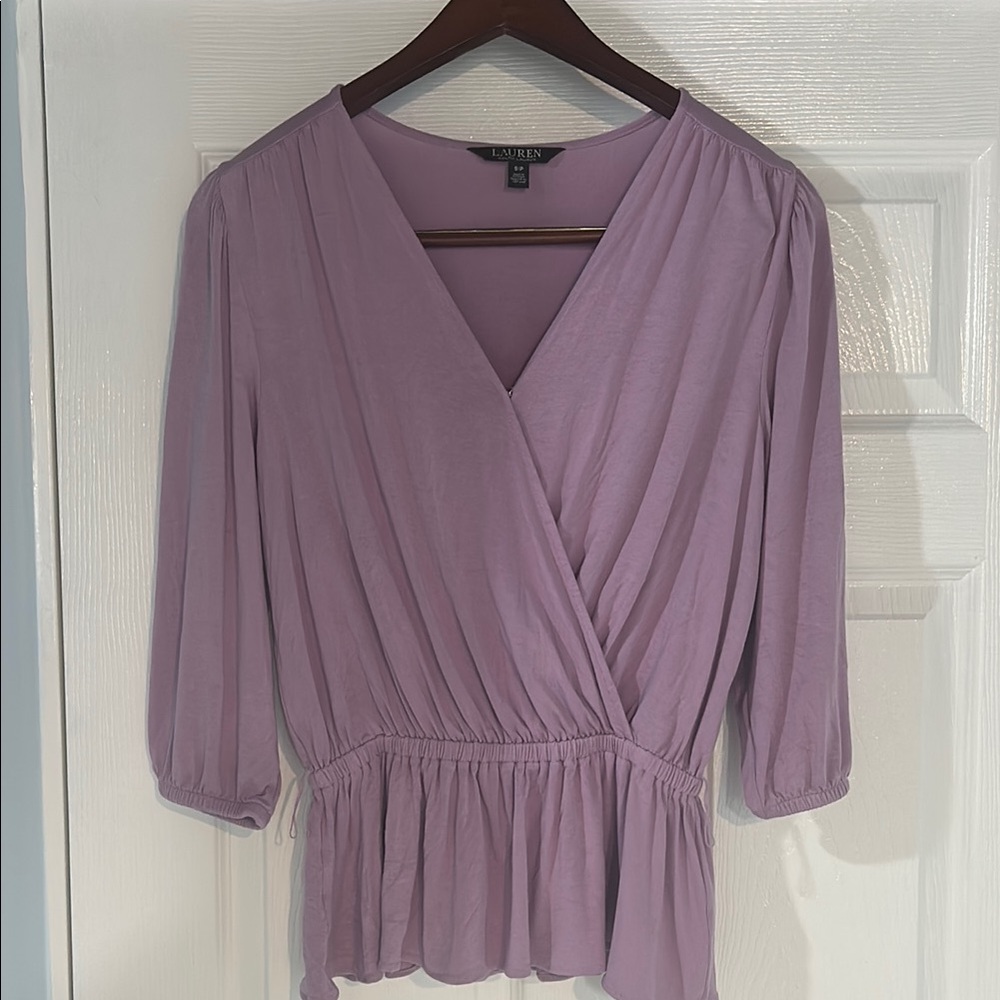 Lauren Ralph Lauren Purple Wrap Peplum Blouse